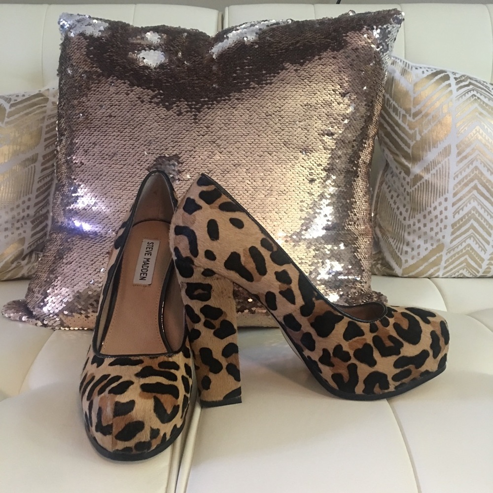 Steve Madden Leopard Print Heels - Picture 3 of 8